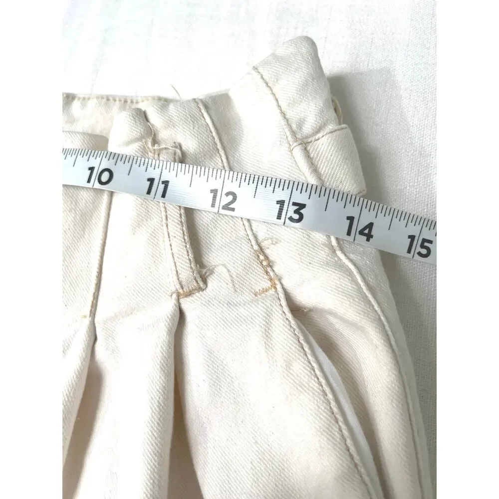 Free People High Rise Wide Leg Crop Pleated Pants Ecru Ivory Gorpcore Thick 2